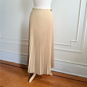 Vintage Tan Pleated Maxi Skirt